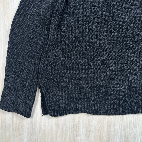 Lucky Brand Black Chenille Ribbed Knit Turtleneck Pullover Cozy Sweater Medium - Picture 4 of 13